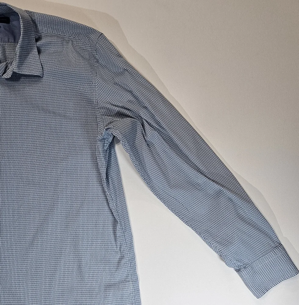 Banana Republic Dress Shirt Mens 17/17.5 Blue White Slim Fit Office Career‎ Wear
